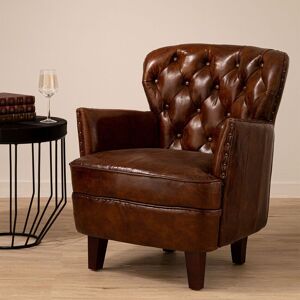 Rizzo Armchair - Leather, Walnut Feet, Mocha Brown - Armchair Rizzo Armchair - Leather, Walnut Feet, Mocha Brown - Armchair