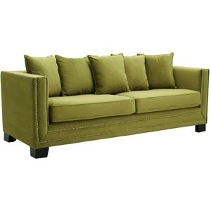 Orsina Luxurious 3 Seat Moss Velvet Sofa, Moss Velvet Upholstered Mid Century Sofa, Modern Design 3 Seater Couch in Green Green Orsina Luxurious 3 Seat Moss Velvet Sofa, Moss Velvet Upholstered Mid Century Sofa, Modern Design 3 Seater Couch in Green Green