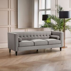 Orsina Refined 3 Seat Grey Velvet Sofa, Velvet Upholstered Mid Century Sofa, Contemporary Sofa For Livingroom Grey Orsina Refined 3 Seat Grey Velvet Sofa, Velvet Upholstered Mid Century Sofa, Contemporary Sofa For Livingroom Grey