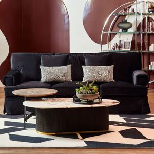 Orsina Three‑Seat Grey Velvet Sofa, Plush Velvet Upholstery with Key‑Style Padded Arms, Wooden‑Base 3‑Seater Sofa in Black Black Orsina Three‑Seat Grey Velvet Sofa, Plush Velvet Upholstery with Key‑Style Padded Arms, Wooden‑Base 3‑Seater Sofa in Black Black