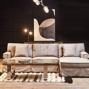 Orsina Three‑Seat Black Velvet Chaise Sofa, Black Velvet Upholstery with Wooden Base, Padded Key‑Style Arms in Grey Grey Orsina Three‑Seat Black Velvet Chaise Sofa, Black Velvet Upholstery with Wooden Base, Padded Key‑Style Arms in Grey Grey