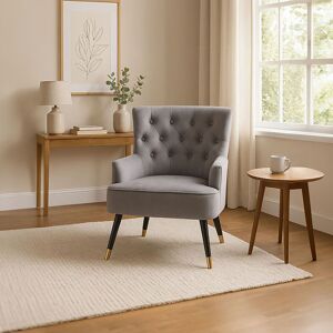 Orsina Grey Velvet Tufted Chair, High quality Velvet Dining Chair, HighBack Grey Accent Armchair Grey Orsina Grey Velvet Tufted Chair, High quality Velvet Dining Chair, HighBack Grey Accent Armchair Grey
