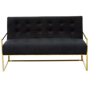Orsina 2 Seat Velvet Sofa, Button Tufting Sofa, Foam Padded Velvet Upholstery Sofa, Metal Frame Lounge Sofa in Black Black Orsina 2 Seat Velvet Sofa, Button Tufting Sofa, Foam Padded Velvet Upholstery Sofa, Metal Frame Lounge Sofa in Black Black