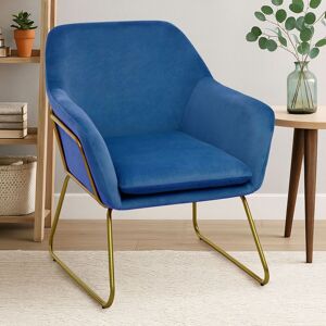 Orsina Functional Velvet Bushed Gold ArmChair, Cozy Desk Chair Velvet, Easy to Clean in Blue Blue Orsina Functional Velvet Bushed Gold ArmChair, Cozy Desk Chair Velvet, Easy to Clean in Blue Blue
