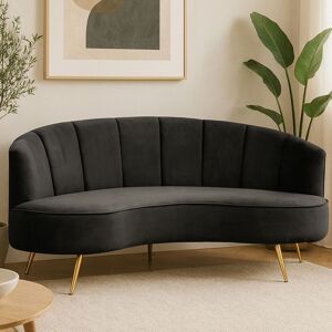 Orsina Hasna Three Seat Velvet Sofa in Black Size: 3 Seater Black 3 Seater Orsina Hasna Three Seat Velvet Sofa in Black Size: 3 Seater Black 3 Seater