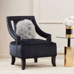 Orsina Black Velvet Accent Chair, Plush Black Velvet Upholstery with Inward-Curving Arms, Wooden-Leg Lounge Chair Black Orsina Black Velvet Accent Chair, Plush Black Velvet Upholstery with Inward-Curving Arms, Wooden-Leg Lounge Chair Black
