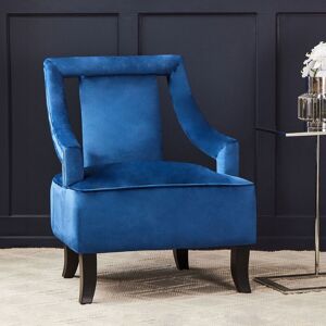 Orsina Black Velvet Accent Chair, Plush Black Velvet Upholstery with Inward-Curving Arms, Wooden-Leg Lounge Chair in Blue Blue Orsina Black Velvet Accent Chair, Plush Black Velvet Upholstery with Inward-Curving Arms, Wooden-Leg Lounge Chair in Blue Blue