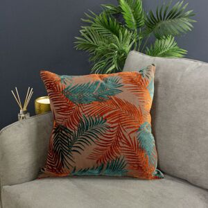 Paoletti Palm Grove Velvet Jacquard Fern Cushion in Burnt Orange Size: 50 cm x 50 cm Burnt Orange 50 cm x 50 cm Paoletti Palm Grove Velvet Jacquard Fern Cushion in Burnt Orange Size: 50 cm x 50 cm Burnt Orange 50 cm x 50 cm