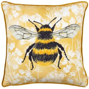 Wylder Nature Manor Bee Hand Painted Piped Polyester Filled Cushion in Yellow Size: 43 cm x 43 cm Yellow 43 cm x 43 cm Wylder Nature Manor Bee Hand Painted Piped Polyester Filled Cushion in Yellow Size: 43 cm x 43 cm Yellow 43 cm x 43 cm