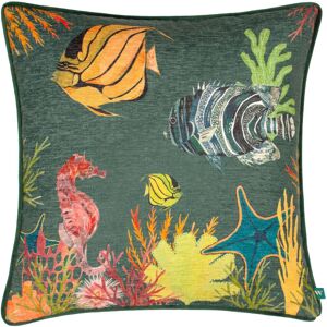 Wylder Tropics Abyss Under The Sea Abstract Piped Cushion in Bottle Green Size: 43 cm x 43 cm Bottle Green 43 cm x 43 cm Wylder Tropics Abyss Under The Sea Abstract Piped Cushion in Bottle Green Size: 43 cm x 43 cm Bottle Green 43 cm x 43 cm