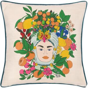 Furn . Taormina Floral Piped Polyester Filled Cushion in Teal Size: 43 cm x 43 cm Teal 43 cm x 43 cm Furn . Taormina Floral Piped Polyester Filled Cushion in Teal Size: 43 cm x 43 cm Teal 43 cm x 43 cm