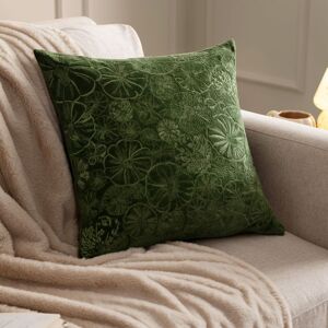 Furn Picking Patch Embroidered Velvet Cushion in Green Size: 45 cm x 45 cm Green 45 cm x 45 cm Furn Picking Patch Embroidered Velvet Cushion in Green Size: 45 cm x 45 cm Green 45 cm x 45 cm