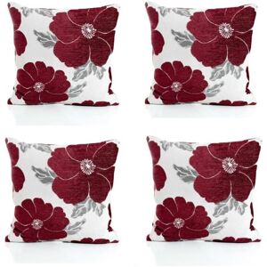 Luxury Living Poppy Chenille Cushions Set of 4 - Luxurious Floral Design, Thick Jacquard Fabric, Easy-Care with Wide Zip Size: 45 cm x 45 cm Aubergine 45 cm x 45 cm Luxury Living Poppy Chenille Cushions Set of 4 - Luxurious Floral Design, Thick Jacquard Fabric, Easy-Care with Wide Zip Size: 45 cm x 45 cm Aubergine 45 cm x 45 cm