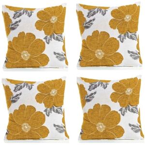Luxury Living Poppy Chenille Cushions Set of 4 - Luxurious Floral Design, Thick Jacquard Fabric, Easy-Care with Wide Zip Size: 45 cm x 45 cm Yellow 45 cm x 45 cm Luxury Living Poppy Chenille Cushions Set of 4 - Luxurious Floral Design, Thick Jacquard Fabric, Easy-Care with Wide Zip Size: 45 cm x 45 cm Yellow 45 cm x 45 cm