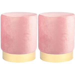 Harbour Housewares Velvet Round Pouffe Footrest Ottoman Stools - 29 x 36cm - Pack of 2 in Pink Size: 29 x 36 cm Pink 29 x 36 cm Harbour Housewares Velvet Round Pouffe Footrest Ottoman Stools - 29 x 36cm - Pack of 2 in Pink Size: 29 x 36 cm Pink 29 x 36 cm