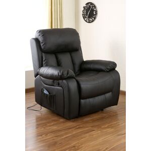 More4Homes Chester Bonded Leather Manual Recliner Chair with Heat & Massage in Black Black More4Homes Chester Bonded Leather Manual Recliner Chair with Heat & Massage in Black Black
