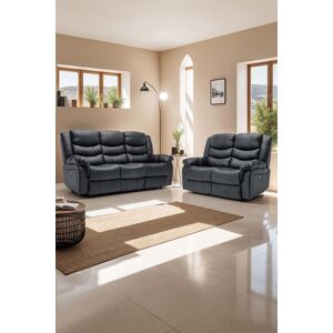 More4Homes Seattle Manual Recliner Bonded Leather 2+3 Seater Sofa Set in Black Black More4Homes Seattle Manual Recliner Bonded Leather 2+3 Seater Sofa Set in Black Black