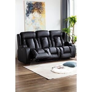More4Homes Caesar 3 Seater Manual High Back Bonded Leather Recliner Sofa in Black Black More4Homes Caesar 3 Seater Manual High Back Bonded Leather Recliner Sofa in Black Black