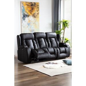 More4Homes Caesar 3 Seater Electric High Back Bonded Leather Recliner Sofa in Black Black More4Homes Caesar 3 Seater Electric High Back Bonded Leather Recliner Sofa in Black Black