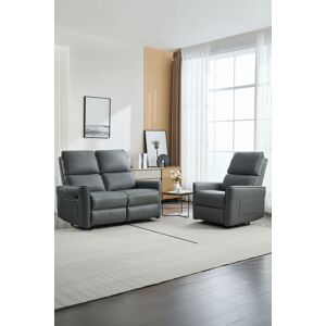 More4Homes Madrid 1+2 Seater Manual Air Leather Recliner Sofa Set in Grey Grey More4Homes Madrid 1+2 Seater Manual Air Leather Recliner Sofa Set in Grey Grey