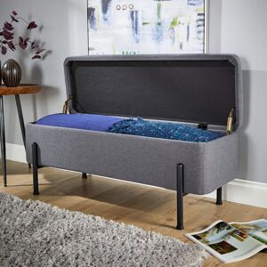 Home Source Storage Ottoman Seat Boucle Velvet Metal Legs Compact Bedroom Storage in Dark Grey Dark Grey Home Source Storage Ottoman Seat Boucle Velvet Metal Legs Compact Bedroom Storage in Dark Grey Dark Grey