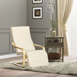 HOMCOM Wooden Lounge Chair Cream White - Lounge Chair HOMCOM Wooden Lounge Chair Cream White - Lounge Chair