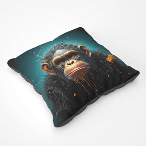 Warren Reed - Designer Monkey Face Splashart Blue Floor Cushion Size: Large Blue Large Warren Reed - Designer Monkey Face Splashart Blue Floor Cushion Size: Large Blue Large
