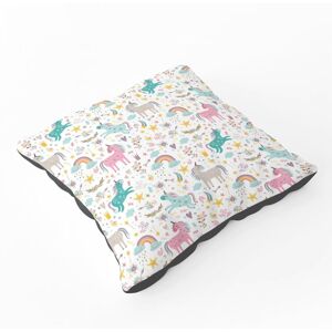 Warren Reed - Designer Unicorn & Rainbows Floor Cushion in Blue Size: Large Blue Large Warren Reed - Designer Unicorn & Rainbows Floor Cushion in Blue Size: Large Blue Large