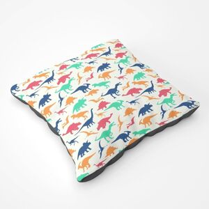Warren Reed - Designer Multicoloured Dinosaurs Floor Cushion in Blue Size: Large Blue Large Warren Reed - Designer Multicoloured Dinosaurs Floor Cushion in Blue Size: Large Blue Large