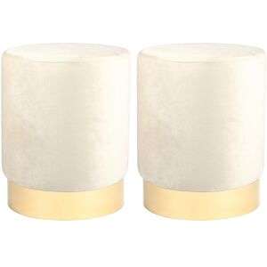 Harbour Housewares Velvet Round Pouffe Footrest Ottoman Stools - 29 x 36cm - Pack of 2 in Cream Size: 29 x 36 cm Cream 29 x 36 cm Harbour Housewares Velvet Round Pouffe Footrest Ottoman Stools - 29 x 36cm - Pack of 2 in Cream Size: 29 x 36 cm Cream 29 x 36 cm