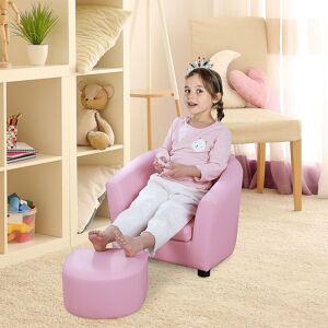 HOMCOM Children Kids Mini Sofa Armchair Made of PVC Very Comfortable with Footstool in Pink Pink HOMCOM Children Kids Mini Sofa Armchair Made of PVC Very Comfortable with Footstool in Pink Pink
