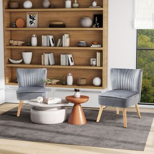 HOMCOM Fabric Accent Chair Modern Leisure Chair with Wood Legs & Armless Design in Grey Grey HOMCOM Fabric Accent Chair Modern Leisure Chair with Wood Legs & Armless Design in Grey Grey