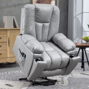 HOMCOM Riser & Recliner Chair for the Elderly, Quick Assembly, Lift Chair w/ Vibration Massage, Remote Control, Side Pockets, Pocket Spring, Cup Dark Grey HOMCOM Riser & Recliner Chair for the Elderly, Quick Assembly, Lift Chair w/ Vibration Massage, Remote Control, Side Pockets, Pocket Spring, Cup Dark Grey