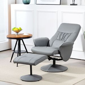 HOMCOM PU Leather Armchair & Footrest Swivel Recliner w/ Ottoman Light Grey Light Grey HOMCOM PU Leather Armchair & Footrest Swivel Recliner w/ Ottoman Light Grey Light Grey