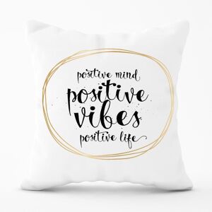 Warren Reed - Designer Positive Mind, Vibes, Life Outdoor Cushion in Black Size: 45 cm x 45 cm Black 45 cm x 45 cm Warren Reed - Designer Positive Mind, Vibes, Life Outdoor Cushion in Black Size: 45 cm x 45 cm Black 45 cm x 45 cm