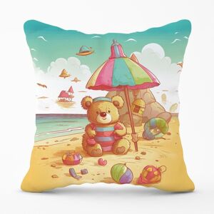 Warren Reed - Designer Lucky Teddy Bear On A Beach Holiday Outdoor Cushion in Yellow Size: 45 cm x 45 cm Yellow 45 cm x 45 cm Warren Reed - Designer Lucky Teddy Bear On A Beach Holiday Outdoor Cushion in Yellow Size: 45 cm x 45 cm Yellow 45 cm x 45 cm