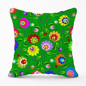 Warren Reed - Designer Polish Folk Floral Outdoor Cushion in Green Size: 60 cm x 60 cm Green 60 cm x 60 cm Warren Reed - Designer Polish Folk Floral Outdoor Cushion in Green Size: 60 cm x 60 cm Green 60 cm x 60 cm