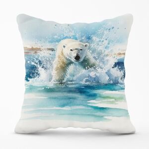 Warren Reed - Designer Hunting Polar Bear Watercolour Outdoor Cushion in Brown Size: 60 cm x 60 cm Brown 60 cm x 60 cm Warren Reed - Designer Hunting Polar Bear Watercolour Outdoor Cushion in Brown Size: 60 cm x 60 cm Brown 60 cm x 60 cm