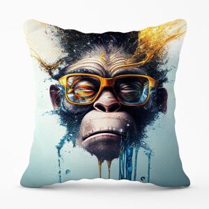 Warren Reed - Designer Monkey With Glasses Splashart Outdoor Cushion in Blue Size: 60 cm x 60 cm Blue 60 cm x 60 cm Warren Reed - Designer Monkey With Glasses Splashart Outdoor Cushion in Blue Size: 60 cm x 60 cm Blue 60 cm x 60 cm