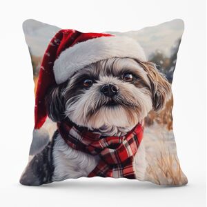 Warren Reed - Designer Christmas Shih Tzu Cushion in Brown Size: 60 cm x 60 cm Brown 60 cm x 60 cm Warren Reed - Designer Christmas Shih Tzu Cushion in Brown Size: 60 cm x 60 cm Brown 60 cm x 60 cm