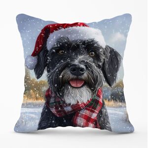 Warren Reed - Designer Snowy Christmas Giant Schnauzer Cushion in Black Size: 45 cm x 45 cm Black 45 cm x 45 cm Warren Reed - Designer Snowy Christmas Giant Schnauzer Cushion in Black Size: 45 cm x 45 cm Black 45 cm x 45 cm