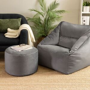 icon Natalia Velvet Adults Bean Bag Armchair & Pouffe, Large Beanbag & Footstool Dusk Pink in Charcoal Charcoal icon Natalia Velvet Adults Bean Bag Armchair & Pouffe, Large Beanbag & Footstool Dusk Pink in Charcoal Charcoal