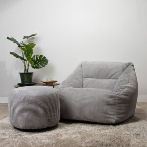 icon Corduroy Bean Bag Armchair & Round Beanbag Footstool in Light Grey Light Grey icon Corduroy Bean Bag Armchair & Round Beanbag Footstool in Light Grey Light Grey