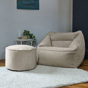 icon Natalia Chenille Adults Bean Bag Armchair & Pouffe, Ready Filled Large Beanbag & Footstool Grey in Beige Size: XL Beige XL icon Natalia Chenille Adults Bean Bag Armchair & Pouffe, Ready Filled Large Beanbag & Footstool Grey in Beige Size: XL Beige XL