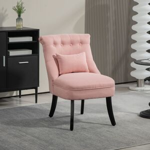 HOMCOM Fabric Single Sofa Upholstered with Pillow Wood Leg Pink Pink HOMCOM Fabric Single Sofa Upholstered with Pillow Wood Leg Pink Pink
