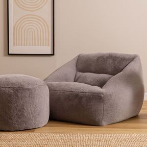 icon Natalia Armchair & Round Footstool, Rabbit Faux Fur Light Grey Size: Medium Light Grey Medium icon Natalia Armchair & Round Footstool, Rabbit Faux Fur Light Grey Size: Medium Light Grey Medium