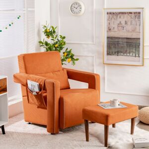 Costway Modern Accent Sofa Chair w/ Ottoman Upholstered leisure Armchair Living Room in Orange Orange Costway Modern Accent Sofa Chair w/ Ottoman Upholstered leisure Armchair Living Room in Orange Orange