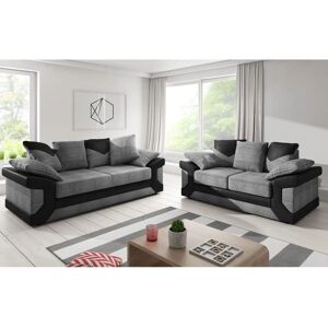 LUXURY LIFE Dino Fabric Cord Sofa Set in Grey Grey LUXURY LIFE Dino Fabric Cord Sofa Set in Grey Grey