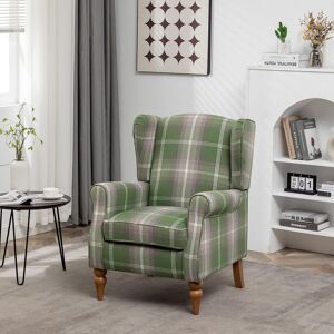 FURNITURE ONE Retro Accent Chair, Soft Padded Fabric Wingback Tartan Armchair in Green Size: 1 Pack Green 1 Pack FURNITURE ONE Retro Accent Chair, Soft Padded Fabric Wingback Tartan Armchair in Green Size: 1 Pack Green 1 Pack