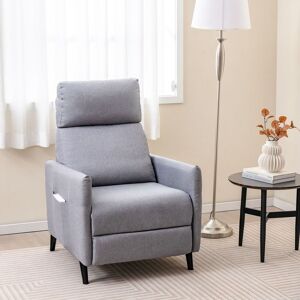 Costway Push Back Recliner Chair Linen Fabric Reclining Armchair Single Sofa in Grey Grey Costway Push Back Recliner Chair Linen Fabric Reclining Armchair Single Sofa in Grey Grey
